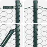 vidaXL Heksagonalna ograda Zelena 0.8x50 m Čelična, Stupci za ogradu 13 kom Zelena Ø32 mm 120 cm Galvanizirani čelik | shoptok.hr