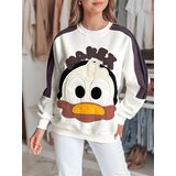 DStreet Bluza damska oversize z naszywkami CUTE MAKEX biała | Shoptok.si