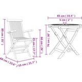 vidaXL 3-dijelni Sklopivi Vrtni Bistro Set od Čvrstog Drva Akacije | shoptok.hr