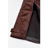 Boto Eco Suede Boots Heel Block Zipper Insulated Folded Shaft Chocolate Evyra | ePonuda.com