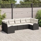 vidaXL set kauča za vrt Set od 7 Crna baza s krem jastučićima | shoptok.hr