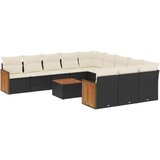Maison Chic Seti vrtnega pohištva - Vrtna garnitura - Vrtni pohištvo set 12-delna z blazinami črn poli ratan, (21810140) | Shoptok.si