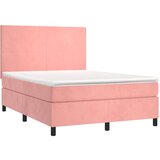  Box spring s madracem LED ružičasti 140x200cm baršunasti | shoptok.hr