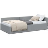 vidaXL Kotna postelja Svetlo siva 90 x 190 cm Tkanina in oblikovan les | Shoptok.si