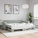 vidaXL Izvlečna dnevna postelja svetlo siva 90x200 cm žamet Cene