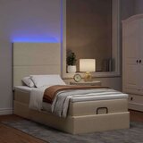 vidaXL Otomanski posteljni okvir z vzmetnico krem 80x200 cm blago, (21610390) | Shoptok.si