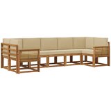 vidaXL Zunanja garnitura za sedenje z blazino 7 pcs Naravna in bež, (5000280720) | Shoptok.si
