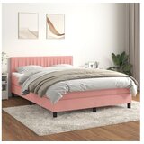 vidaXL Box spring postelja z vzmetnico roza 140x190 cm žamet Cene