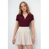Trend Alacati Stili Ženska košulja kratkih rukava Alc-X13712, Zip kragna, Bordo | Eponuda.com
