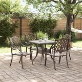 vidaXL Stylish Bronze Garden Table Set od 5 Brončana Aluminij Srednji | shoptok.hr