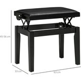  Klupa za klavir stolac podesiva visina umjetna koža i kaučukovo drvo crna 63x33x56 cm | shoptok.hr