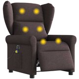 vidaXL električni masažni naslanjač temno rjavo blago | Shoptok.si