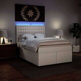 vidaXL box spring postelja z vzmetnico bel 140x190 cm umetno usnje, (21309910) | Shoptok.si