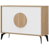 Marckeric Bela/v naravni barvi nizka komoda v hrastovem dekorju 110x82 cm Vae – Cene