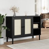 vidaXL Komoda SENJA crna izgled ratana 112x40x80 cm masivna borovina | shoptok.hr