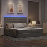  LED krevet za pohranu s madracem Sivosmeđa 200 x 200 cm Tkanina | shoptok.hr