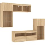  5-dijelni zidni TV elementi s LED svjetlima boja hrasta drveni | shoptok.hr