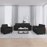 vidaXL 3-dijelni set sofa s jastucima crni od umjetne kože Cijene