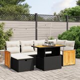 Maison Chic Seti vrtnega pohištva - Vrtna garnitura - Vrtni pohištvo set 7-delna z blazinami črn poli ratan, (21802614) | Shoptok.si