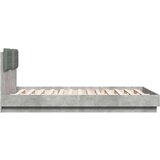  Okvir kreveta s uzglavljem LED siva boja betona 150 x 200 cm | shoptok.hr