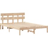 vidaXL Posteljni okvir z naslonom 150x200 cm Trden borov les | Shoptok.si