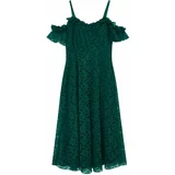 Trendyol Curve Emerald Green Woven Guipure Detailed Plus Size Dress