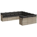 vidaXL 11-dijelni set vrtnih sofa poliratan s jastucima svijetlosivi | shoptok.hr