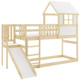 Molarem Home Drveni dječji povišeni krevet Antresola s toboganom - 200x90cm - svijetlo drvo | shoptok.hr