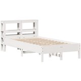 vidaXL Posteljni okvir z vzglavjem bel 90x200 cm trdna borovina, (21311335) | Shoptok.si