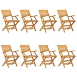 vidaXL Zložljivi vrtni stoli 8 kosi 55x62x90 cm trdna tikovina, (20660276) | Shoptok.si