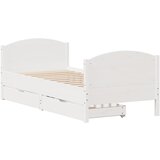 vidaXL Posteljni okvir z vzglavjem bel 90x190 cm trdna borovina, (21322283) | Shoptok.si