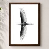 Wallxpert uramljena mdf slika 3752KACT-018, bela čaplja raširenih krila u letu, 37 x 52 cm | Eponuda.com