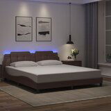 Maison Chic Posteljni okvir - Dvoposteljna postelja - Zakonska postelja z LED lučkami rjav 180x200 cm umetno usnje-J5671, (21770356) | Shoptok.si