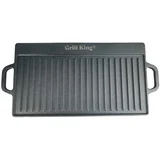 Cast Iron BBQ dvostrana grill plancha s integrisanim ručkama, 38 × 28 cm