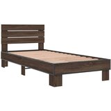 vidaXL Posteljni okvir rjav hrast 100x200 cm inženirski les in kovina, (21142916) | Shoptok.si