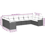  10-dijelni set vrtnih sofa s jastucima crni od poliratana | shoptok.hr