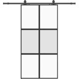  Klizna vrata s priborom crna 102,5 x 205 cm kaljeno staklo | shoptok.hr