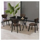 Hanah home Set Trpezarijski sto i 4 stolice Elma Brown Black | Eponuda.com