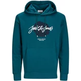 Jack & Jones Sweater majica 'Tiley' morsko plava / petrol / bijela