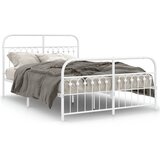 Maison Chic Kovinski Posteljni okvir - Dvoposteljna postelja - Zakonska postelja z vzglavjem in vznožjem bel 137x190 cm, (21697322) | Shoptok.si