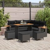 Sjedeća garnitura za vrt 10 kom. 9-Broj sjedala Crna poliratan 219 x 219 x 85 cm | Shoptok.si