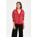 Trendyol Red Pocket Detailed Jacquard Knitwear Cardigan cene
