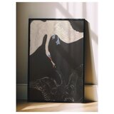 Wallxpert uramljena slika 115199, The Swan Hilme af Klint, beli i crni labud na crno-beloj pozadini, 50 x 70 cm, crni ram | Eponuda.com