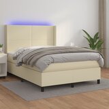  Krevet box spring s madracem LED krem 140x200cm od umjetne kože | shoptok.hr