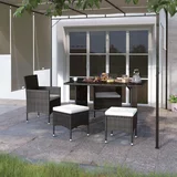 vidaXL 4-dijelni set vrtnih stolica i stolaca od poliratana crni