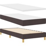 vidaXL postelja s vzmetnico in LED temno rjava 90x200 cm tkanina, (22083696) | Shoptok.si