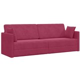 vidaXL Kauč na podu na razvlačenje 2-u-1 Vinska crvena 213x144x60 cm Pliš | shoptok.hr