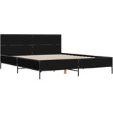 vidaXL Posteljni okvir črn 135x190 cm inženirski les in kovina, (21204752) | Shoptok.si
