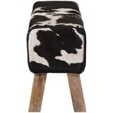  Klupa 110 x 30 x 45 cm Prava koža Crna i bijela Slike