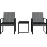  3-dijelni vrtni blagovaonski set s jastucima tamnosivi PP ratan | shoptok.hr